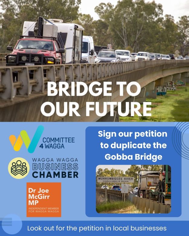 Help shape Wagga’s future. Sign the petition to duplicate the Help shape Wagga’s future. Sign the petition to duplicate the Gobbagombalin Brid...
